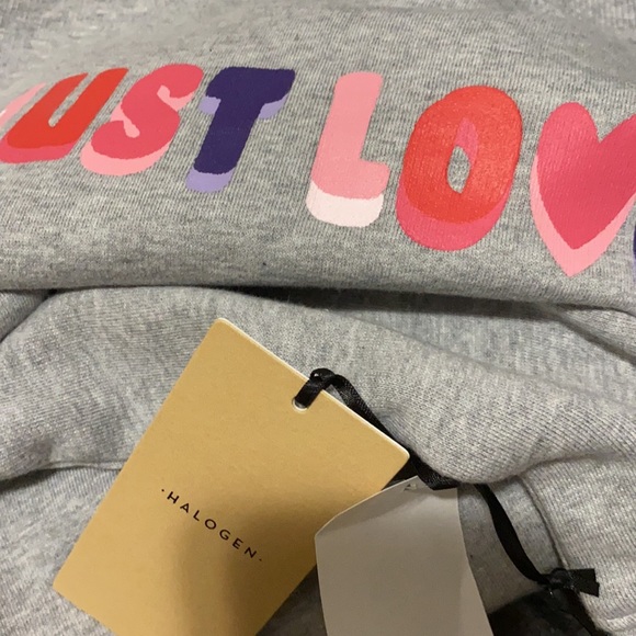 Halogen Gray Just Love Graphic Sweatshirt Medium NEW - Picture 6 of 10